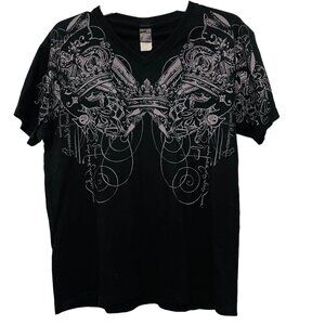 Point Zero Mens T Shirt Crew‎ Neck Graphic Tee Black Size Large